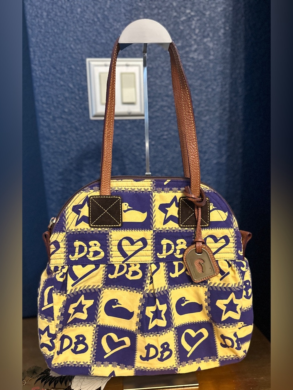 Vintage Dooney & Burke Bag In A Rare Print - Duck/Stars/Hearts